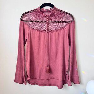 Free People On the Island Crochet Gauze Blouse